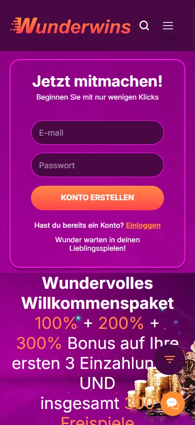 wunderwins mobile home page